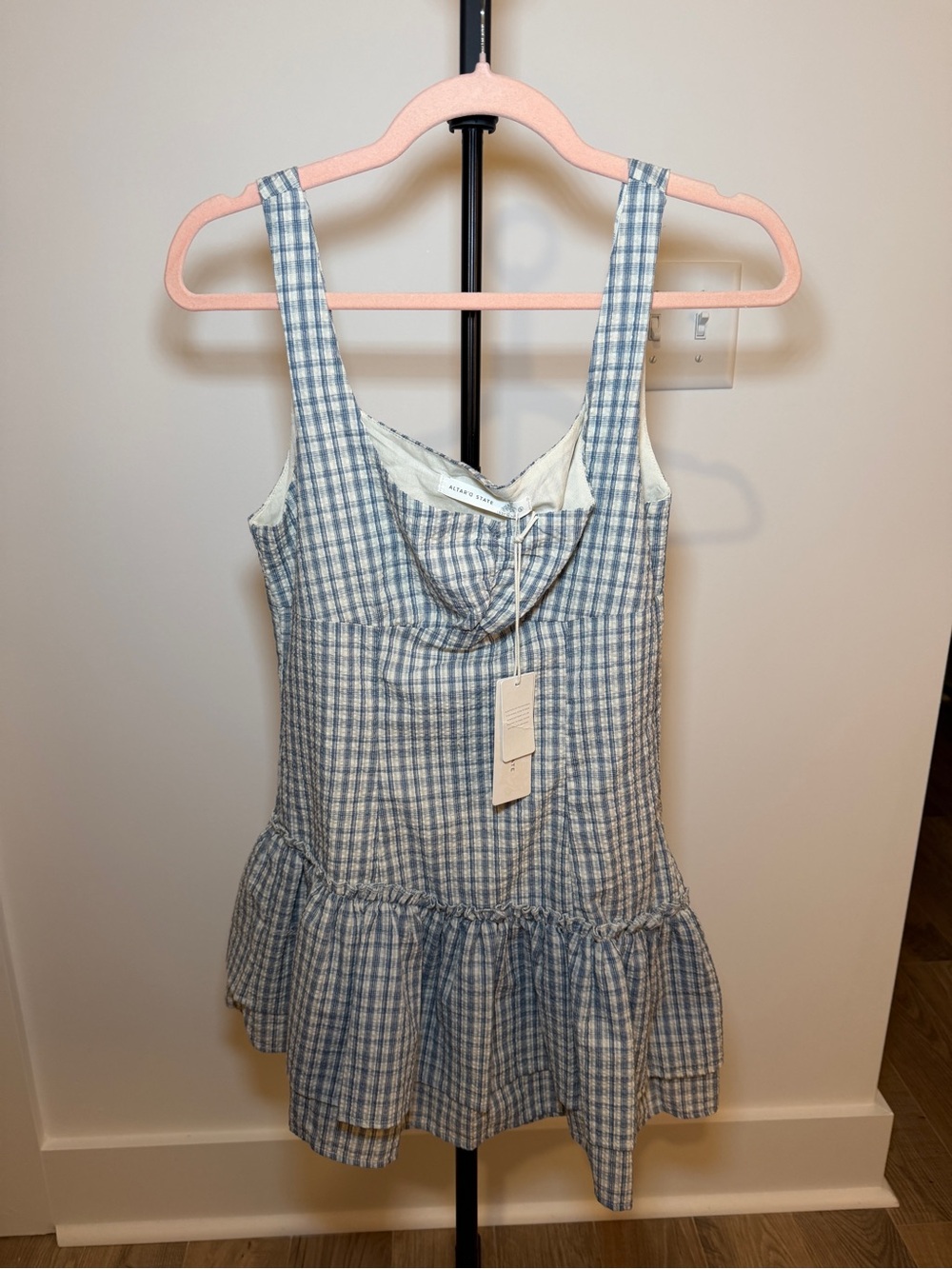 Altar'd State Blue and White Gingham skort